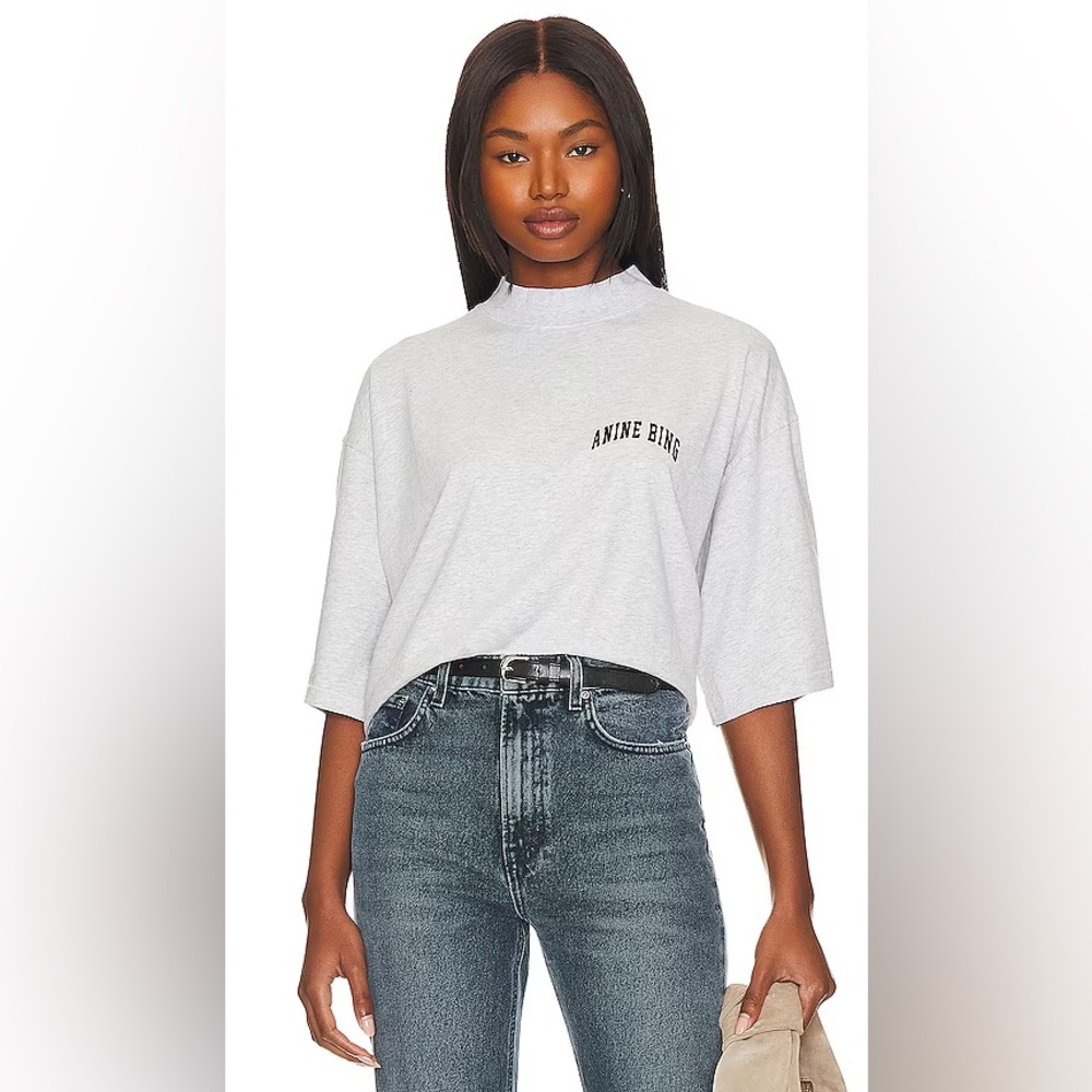 Anine Bing Palmer Tee in Heather Grey